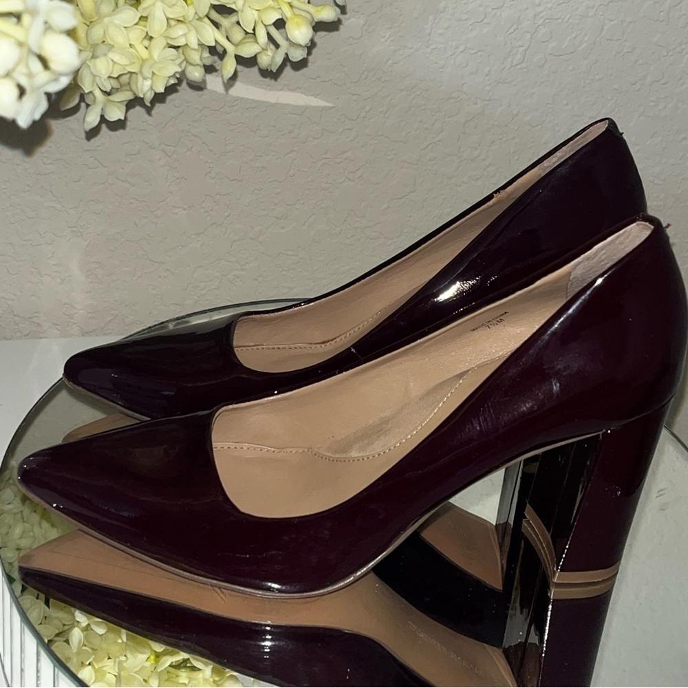 BANANA REPUBLIC MADISON 12-HOUR BLOCK-HEEL PUMP in Bordeaux Red Patent Leather - Picture 8 of 12